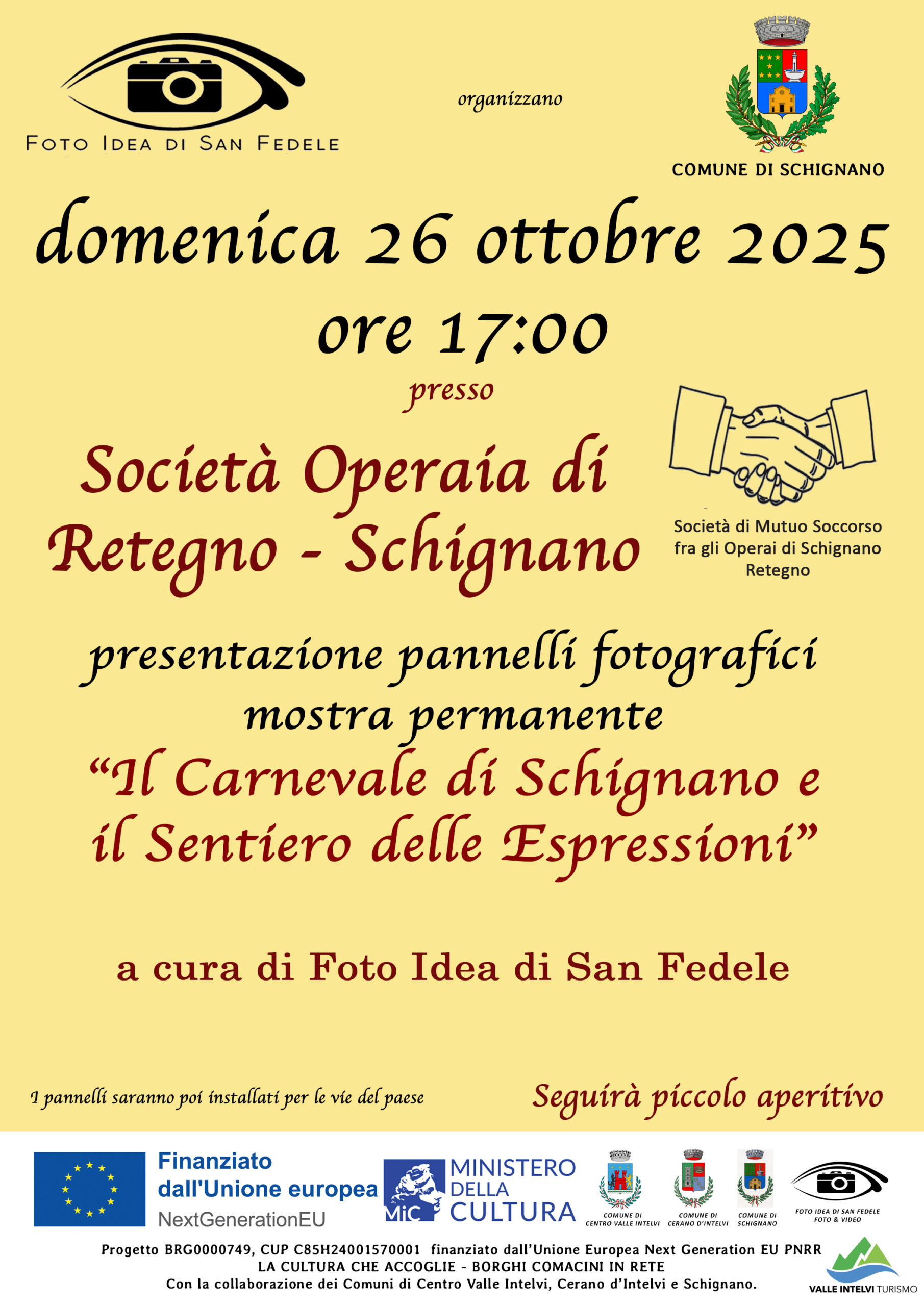 poster for the presentation of the Schignano exhibition